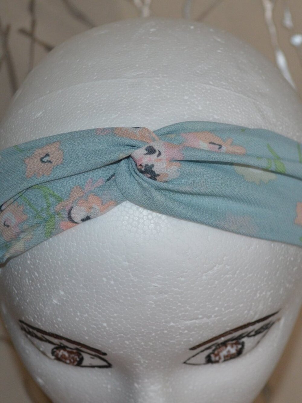 Women’s Blue Floral Knot Headband – Soft & Stretchy